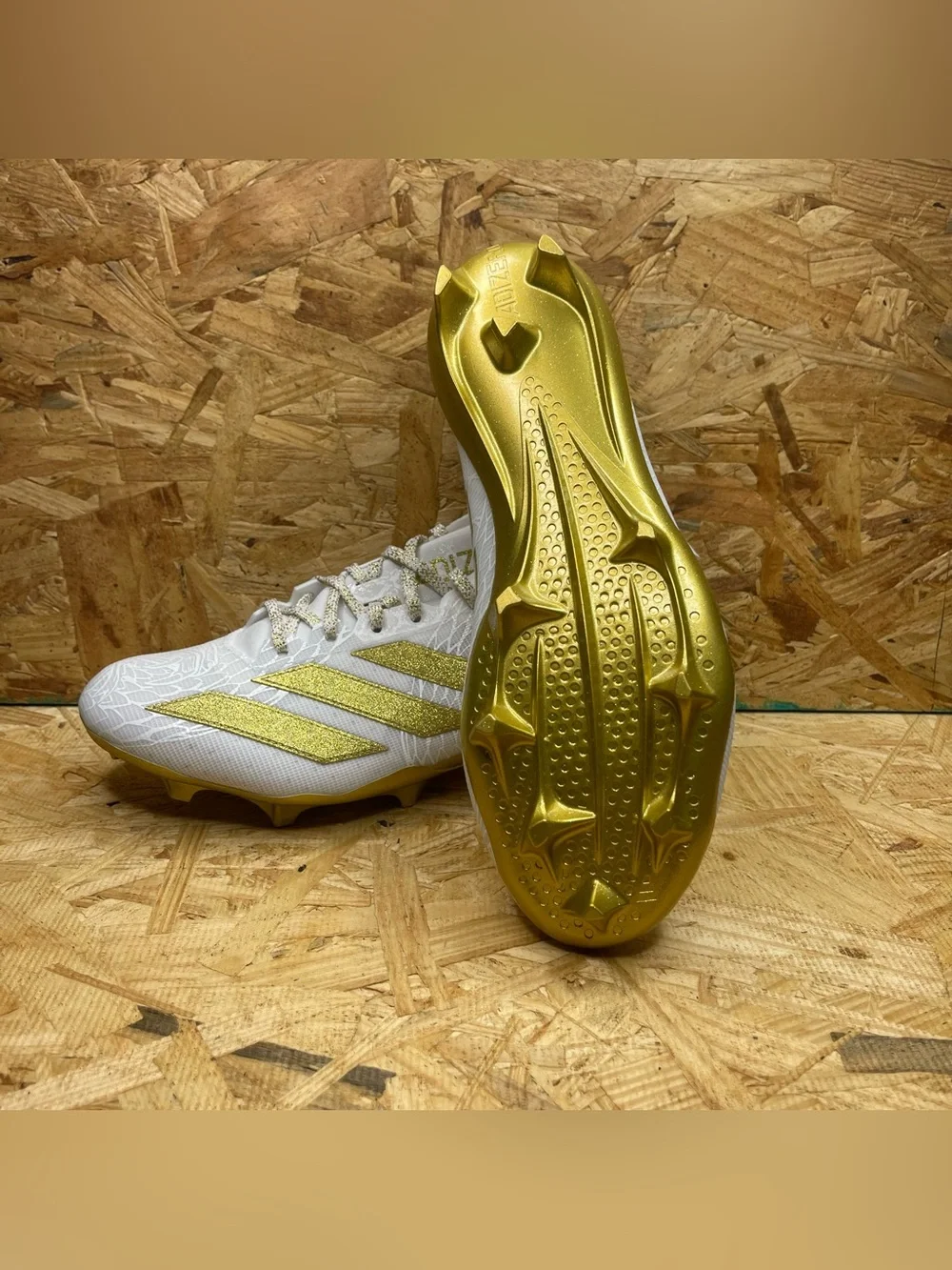 Adidas Adizero Electric Speed Exotic White and Gold Football Cleats Men Size 11